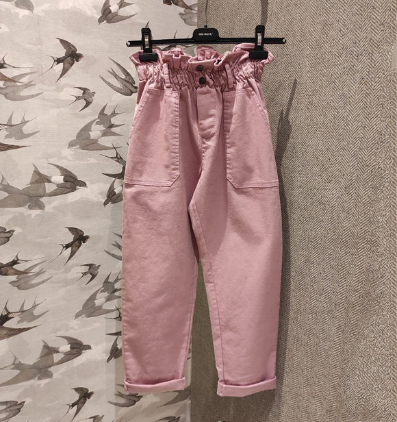 Pantalón rosa cintura fruncida